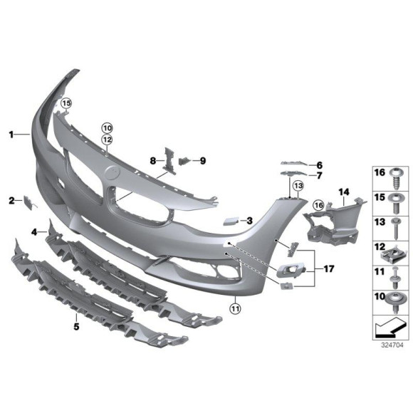51117293799 Mocowanie halogenu lampy przeciwmgielnej lewe BMW F34 F34N 318 320 325 330 328 335 340 - 51117293799 - Części oryginalne BMW Łódź | Sklep internetowy BMW
