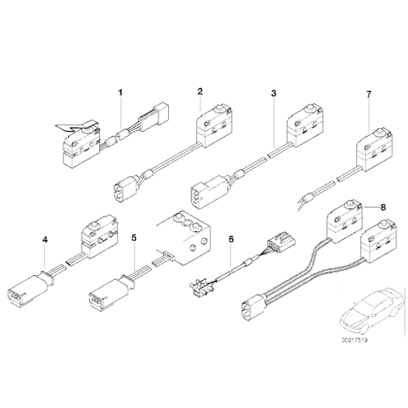 Mikroprzełącznik zamka drzwi BMW E38 E39 725 728 730 735 740 750 520 523 525 528 530 535 540 M5 - 61318360878