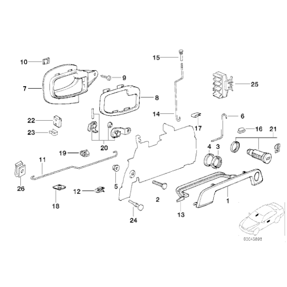 Zestaw naprawczy wkładu zamka lewy BMW E34 E36 Z3 518 520 525 530 535 540 316 318 320 323 325 328 M3 - 51218203099