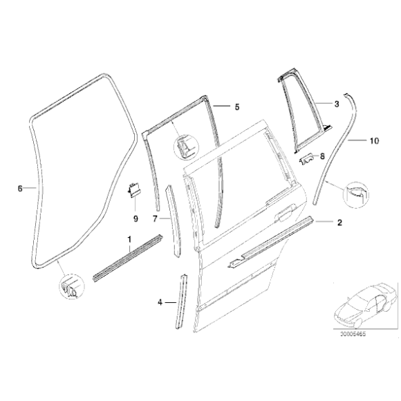 Listwa uszczelniająca tył zewnętrzna prawa BMW E36 sedan touring 316 318 320 323 325 328 M3 - 51221960848