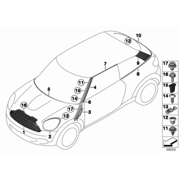 Listwa ozdobna ściany bocznej przód lewa MINI R60 R61 - 51139810465