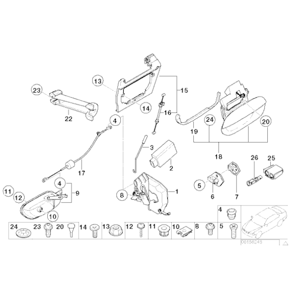 51228184588_ Cięgno zamka drzwi tył BMW E39 520 523 525 528 530 535 540 M5 - 51228184588 - Części oryginalne BMW Łódź | Sklep internetowy BMW