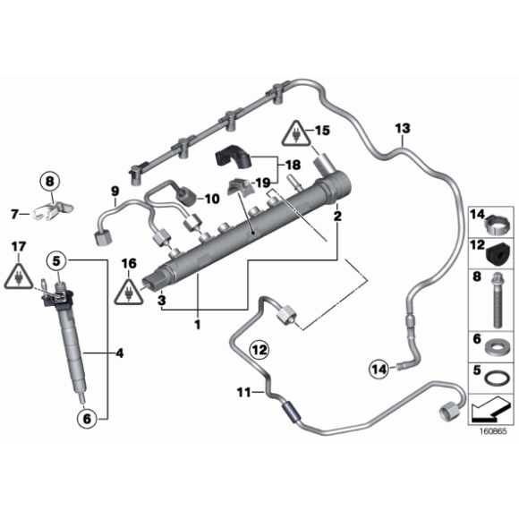 Łapa mocująca wtryskiwacza BMW E60 E70 E81 E88 E90 F01 F07 F10 F15 F25 F30 F36 - 13538578607