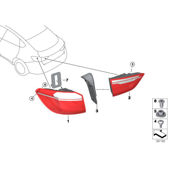 Lampa tylna w błotniku lewa BMW F16 F86 X6 28iX 35iX 50iX 30dX 40dX M - 63217314859