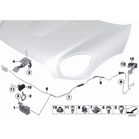51232753419 Zamek maski pokrywy silnika lewy BMW F15 F16 F85 F86 X5 X6 MINI R55 R56 R57 R58 R59 R60 R61 - 51232753419 - Części oryginalne BMW Łódź | Sklep internetowy BMW