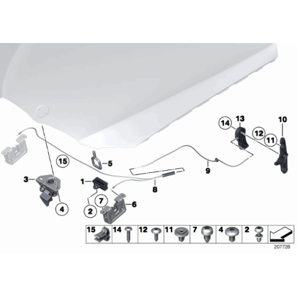 51237002012 Zabezpieczenie przed skręcaniem maski przód BMW E60 E61 E63 E65 E81 E83 E84 E87 E81 E90 E91 E92 E93 MINI R55 R56 R58 R59 R60 R61 - Części oryginalne BMW Łódź | Sklep internetowy BMW