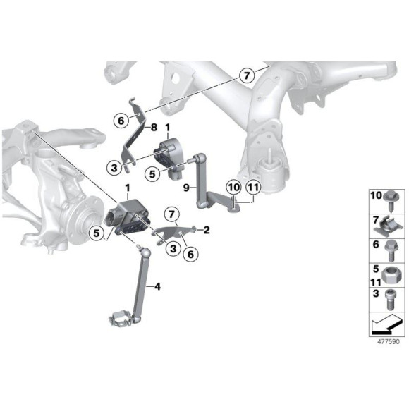 Łącznik regulatora wysokości świateł BMW F20 F21 F23 F30 F31 F33 F36  - 37146797817