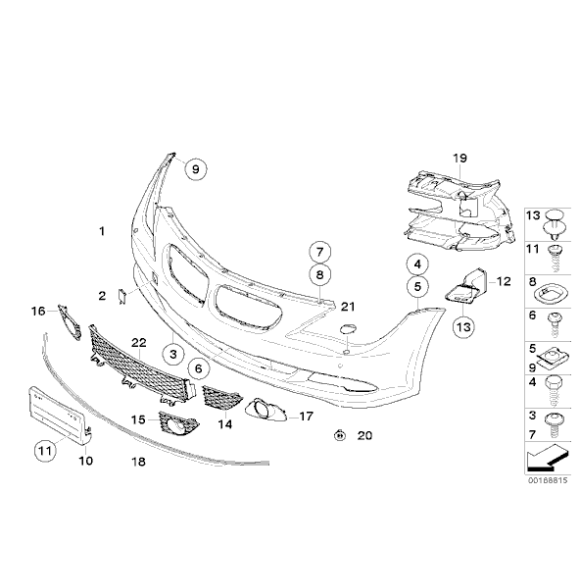 Kratka zderzaka przód boczna dolna lewa BMW E63N E64N 630i 635d 650i - 51117184691