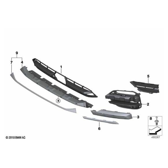 Kratka zderzaka boczna otwarta prawa z PDC BMW G01 X3 - 51117420872