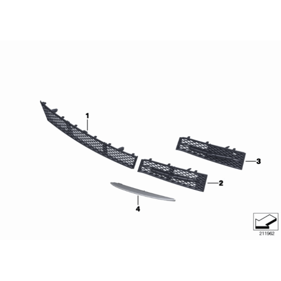 Kratka wlotu powietrza przód lewa BMW F10 F11 520 523 525 528 530 535 550 - 51117200699
