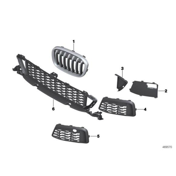 Kratka boczna zderzaka przód otwarta prawa BMW F48 X1 16d 18d 18i 20i 20d 25d 25i 28i - 51118072776