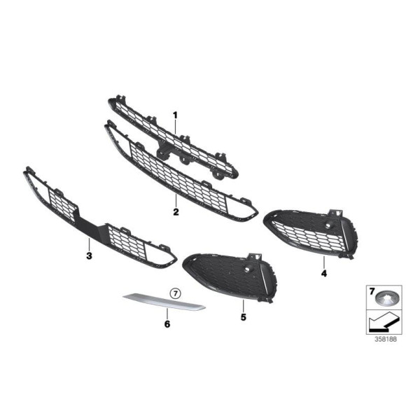 Kratka boczna zamknięta zderzaka przód prawa BMW F15 X5 25dX 28iX 30dX 35dX 35iX 40eX 40dX 50iX M50dX - 51118064636