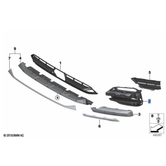 Kratka boczna otwarta lewa z PDC BMW G01 X3 18d 20dX 20iX 25dX 30dX M40dX - 51117399903