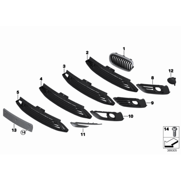 Kratka atrapa nerka ozdobna lewa BMW F45 F46 214 216 218 220 225 - 51137300543