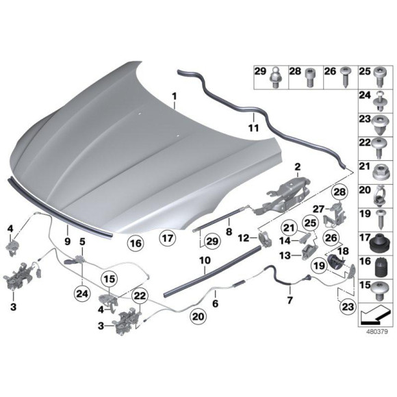Dźwignia pokrywy silnika BMW E46 E83 X3 Z4 316 318 320 323 325 328 330 M3 - 51238223163