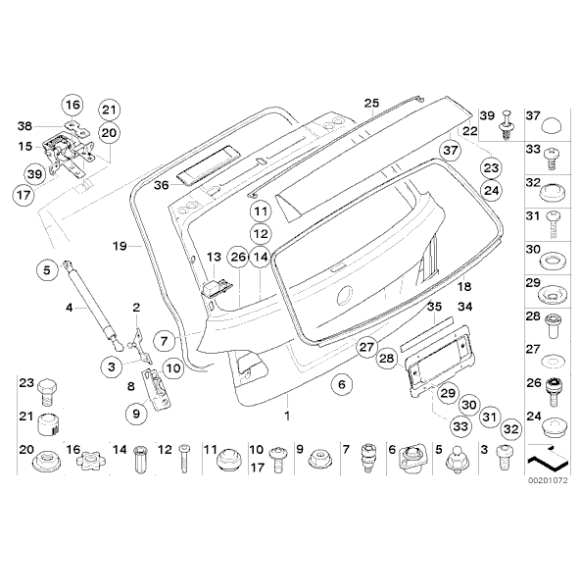 51247178273 Amortyzator siłownik klapy tył BMW E61 E61N 520 523 525 530 535 540 550 M5 - 51247178273 - Części oryginalne BMW Łódź | Sklep internetowy BMW