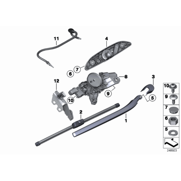 Ramię wycieraczki szyby tył BMW F11 520d 520i 525d 528i 530d 530i 535i 550i M550dX - 61627207042