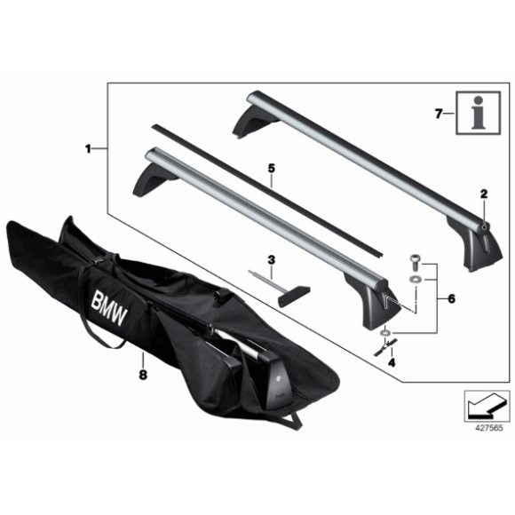 Komplet śrub mocujących reling bagażnika dachowego box dachowy BMW E81 E82 E87 E90 E91 E92 F07 - 82792355984