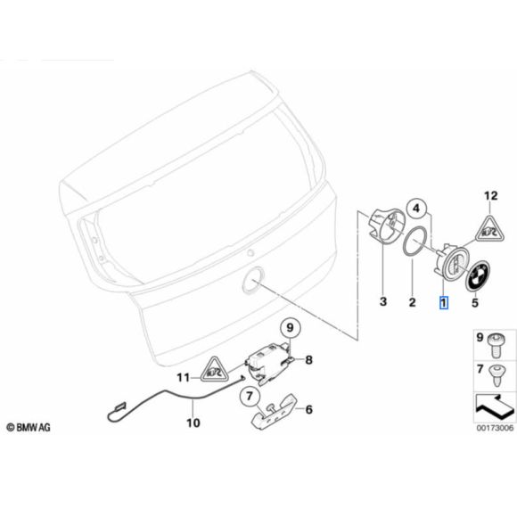 Przycisk otwierania klapy bagażnika BMW E81 E87 116d 116i 118d 118i 120i 130i - 51247207933