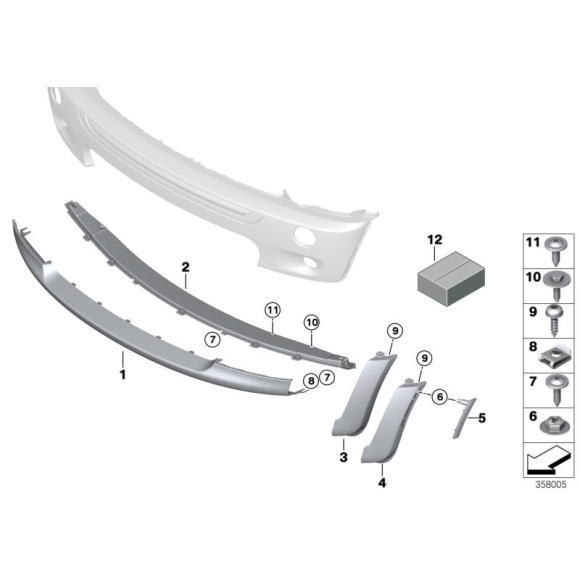 Komplet elementów montażowych spoilera przód MINI R50 R52 R53 Cooper One 1.4i 1.6i S - 51112311958