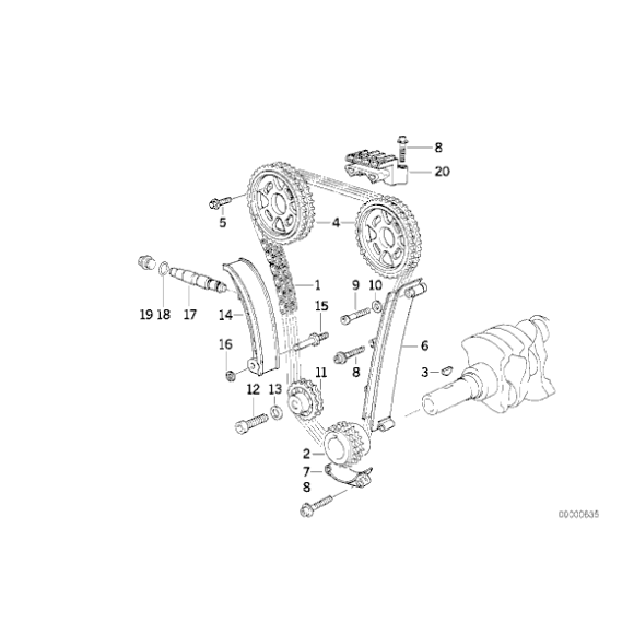 Koło zwrotne łańcucha rozrządu BMW E30 E36 318is M42 - 11311727569