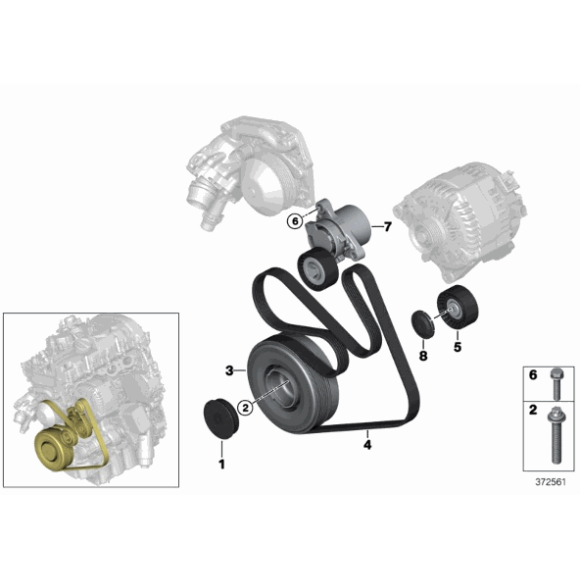 Koło pasowe wału BMW F10 F11 F20 F21 F30 F31 G01 G30 - 11237619245