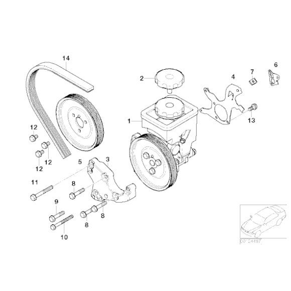 Koło pasowe pompy wspomagania BMW E46 318d 320d 330d E60 520d 525d 530d  E65 730d X3 X5 2,0d 3,0d - 32417787106