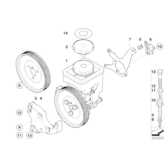 Koło pasowe pompy wspomagania BMW E36 E46 E38 E39 X3 X5 M52 M54 - 32421740858