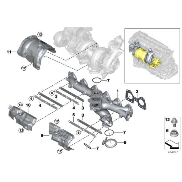 11628575132 Kolektor wydechowy BMW G05 G06 G07 G11 G12 G30 G31 750dX M550dX X5 X6 X7 M50dX - 11628575132 - Części oryginalne BMW Łódź | Sklep internetowy BMW