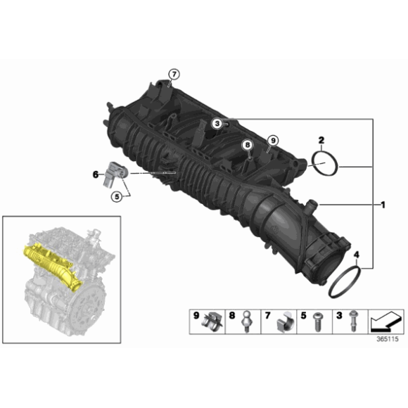 11617617500 Kolektor ssący BMW F39 X2 F45 F46 F48 X1 MINI F54 F55 F56 F57 F60 - 11617617500 - Części oryginalne BMW Łódź | Sklep internetowy BMW