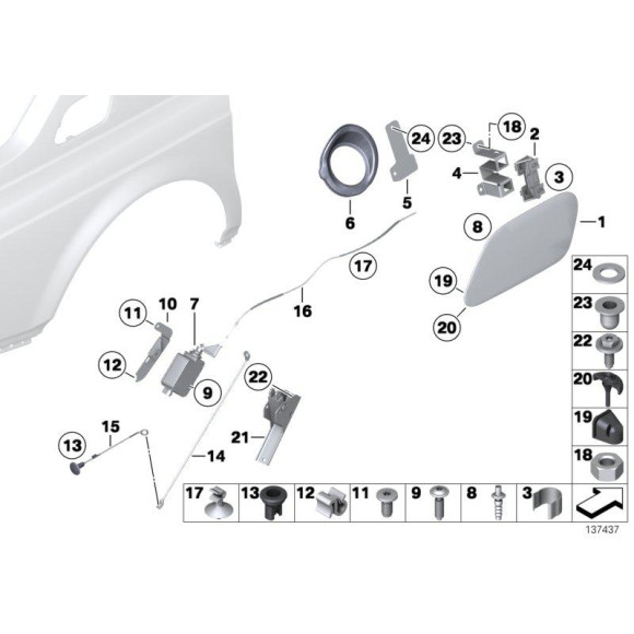 51258128707 Tulejka uszczelka siłownika otwierania wlewu paliwa BMW E38 E39 E53 X5 MINI R50 R53 - 51258128707 - Części oryginalne BMW Łódź | Sklep internetowy BMW