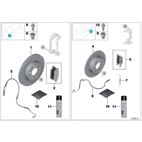Klocki hamulcowe bezazbestowe BMW G05 G06 G11 G12 G30 G32 X5 X6 - 34116883470
