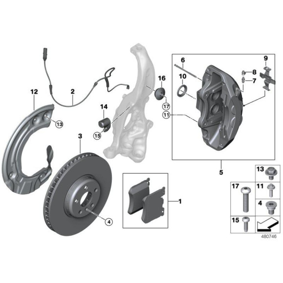 Klocki hamulcowe przód BMW G01 X3 G02 X4 G05 G06 X5 X6 G07 X7 G11 G12 G14 G15 G20 G21 G30 G31 G32 - 34116888457