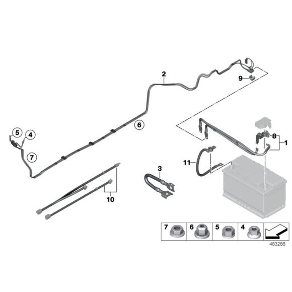 Klema kabel plus akumulatora BMW F30 F31 F32 F33 F34 F36 F80 F82 F83 - 61126834543