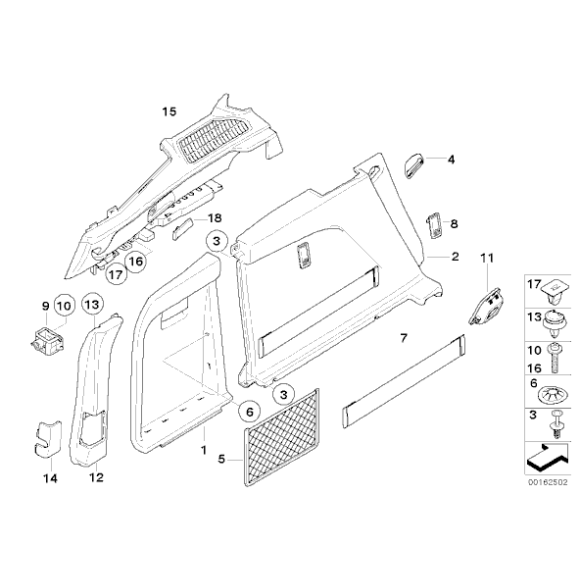 Klamra pasa górnego obudowy prawa BMW E70 X5 3.0si 4.8i 3.5d - 51479119106