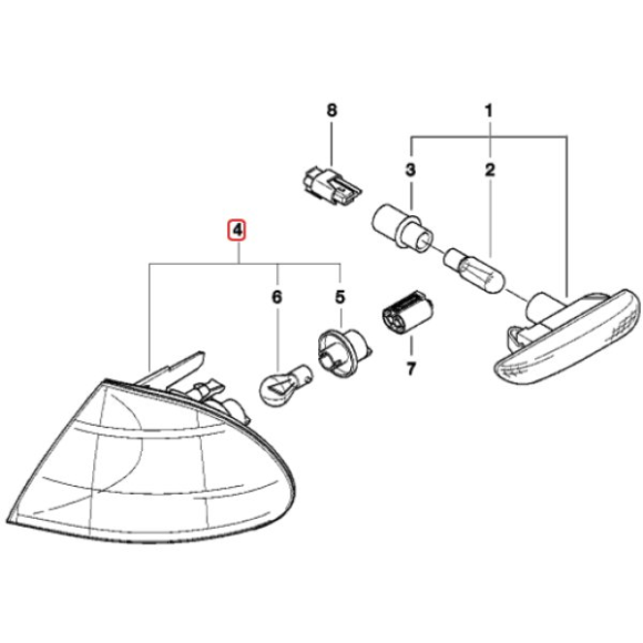 63136902765 Kierunkowskaz przód lewy pomarańczowy BMW E46 316 318 320 323 325 328 330 - 63136902765 - Części oryginalne BMW Łódź | Sklep internetowy BMW