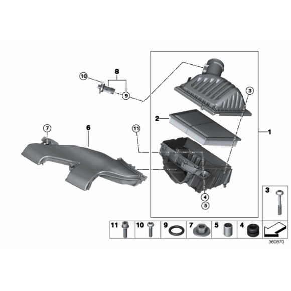 Kanał powietrza zasysanego BMW F39 X2 F45 F46 F48 X1 MINI F54 F55 F56 F57 F60 - 13717626564