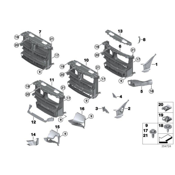 Kanał powietrza lewej kratki grila BMW X5 X6 F15 F16 F85 F86 M - 51747324139