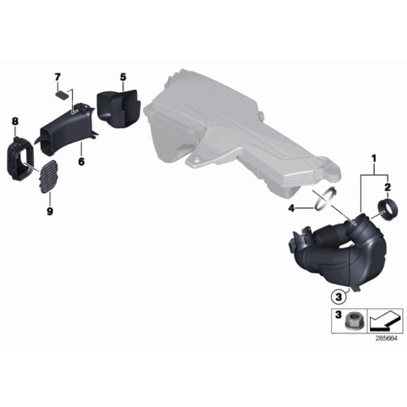 Kanał powietrza łącznik BMW F20 F21 F22 F23 F30 F31 F32 F33 F34 F36 E87 - 13718622986