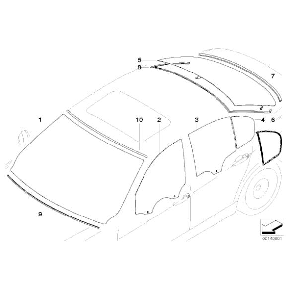 Osłona uszczelka szyby przód dolna BMW E90 E90N 316 318 320 323 325 328 330 335 M3 - 51317138664