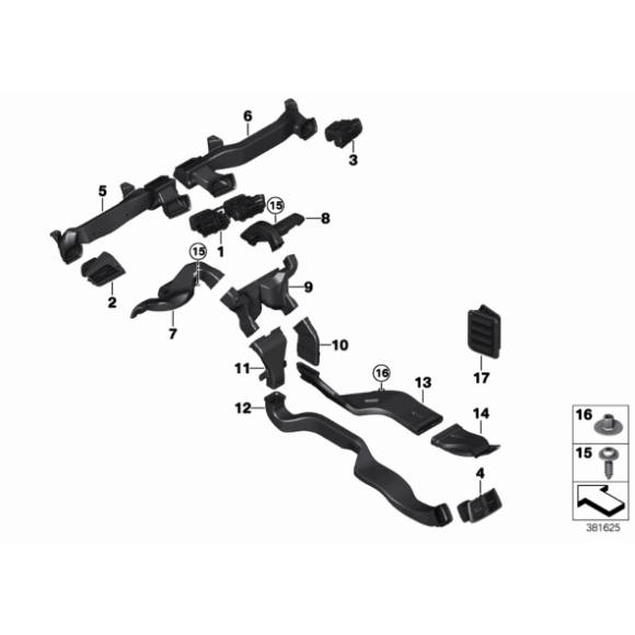 Kanał powietrza grzewczy prawy BMW F39 F45 F46 F48 X1 X2 214 216 218 220 225 - 51459263338