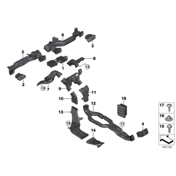 Kanał powietrza grzewczy prawy BMW F39 F45 F46 F48 X1 X2 214 216 218 220 225 - 51459263338