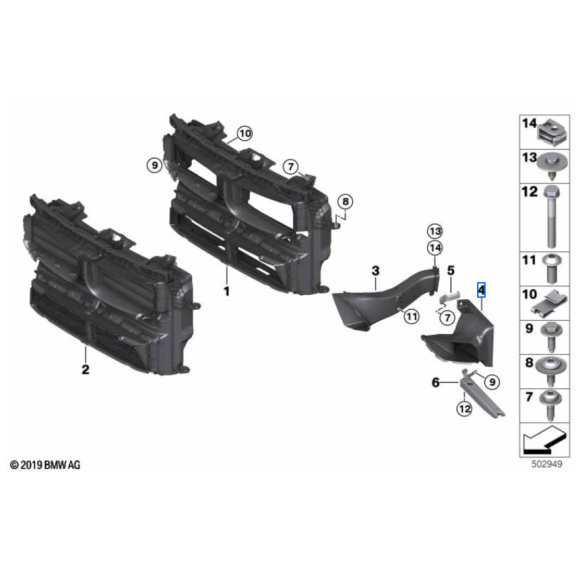 Kanał powietrza chodnicy lewy BMW F48N X1 18i 20iX 20i 25iX 28i - 51118075924