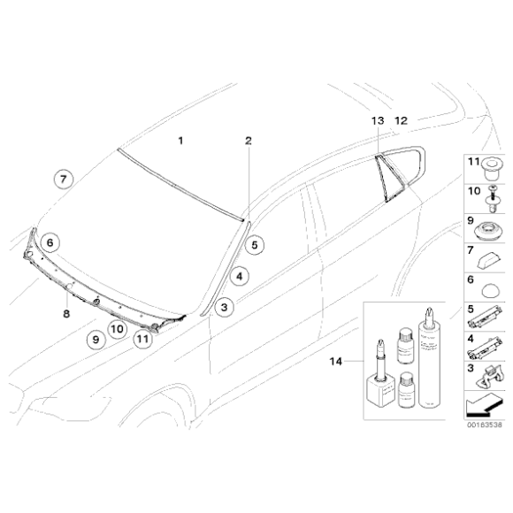 Osłona szyby przód góra BMW E71 E72 X6 30dX 35dX 35iX 40iX 40dX 50iX - 51317179737