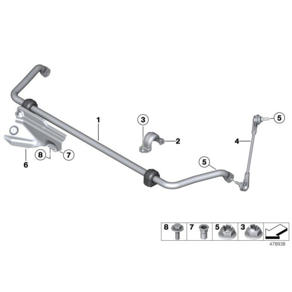 Łącznik stabilizatora przód BMW F20 F21 F22 F33 F30 F31 F32 F33 F34 F36 - 31306792211