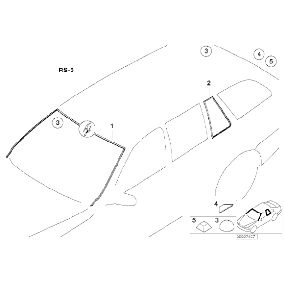 Osłona uszczelka szyby przód BMW E39 520d 520i 523i 525d 525i 528i 530i 530d 535i 540i M5 - 51318159784