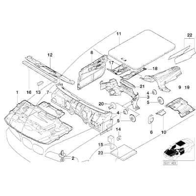 Izolacja dźwiękowa pokrywy silnika BMW E39 520 523 525 528 530 540 M5 - 51488159483