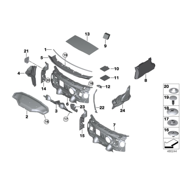 Izolacja dźwiękowa pokrywy silnika BMW F39 F48 X1 X2 16d 18dX 18d 18i 20dX 20d 20iX 20i 25dX 25iX 28iX 28i - 51487471230