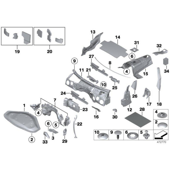 Wygłuszenie maski przód BMW F20 F21 F22 F23 F30 F31 F32 F33 F34 F36 - 51487221993