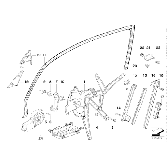 Prowadnica szyby lewa drzwi przód BMW E36 316 318 320 323 325 328 - 51328176365